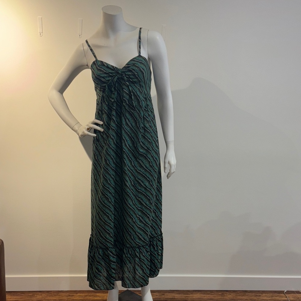 Chic Green Patterned Maxi Dress